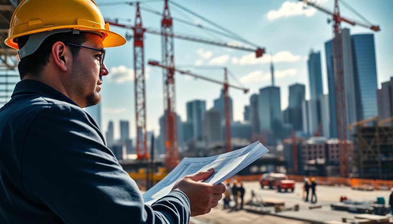 Manhattan Construction Manager coordinating a project on a dynamic construction site.