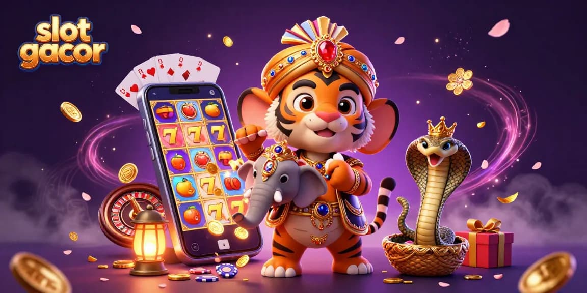 Experience thrilling slot gacor moments with a majestic maharaja, jewel elephant, and rich gaming elements.