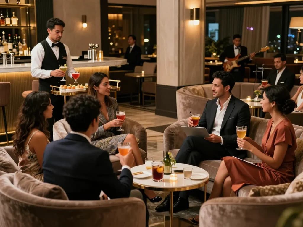 강남쩜오 elegant lounge atmosphere with friends enjoying premium services and entertainment