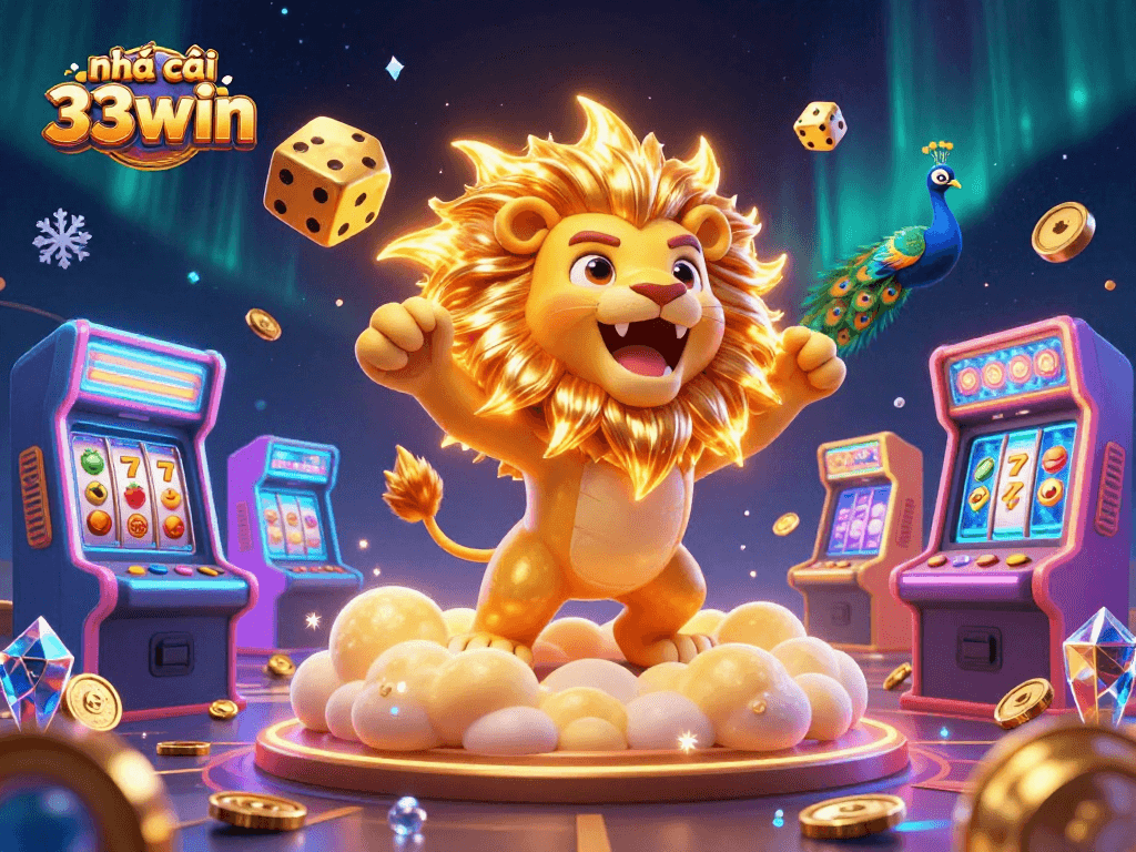 Engage with nhà cái 33win in an exhilarating illustrated casino scene, featuring vibrant game elements.