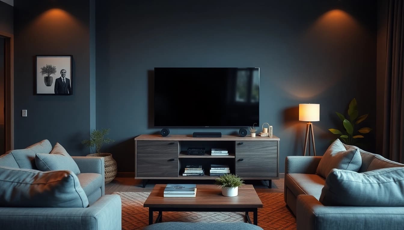Experience seamless streaming with the modern iron tv displaying vibrant visuals in a cozy living space.