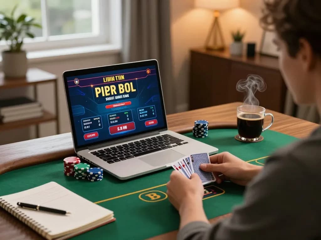 Player strategizing bets on live poker at https://888vnd.bid/ in a cozy home environment.
