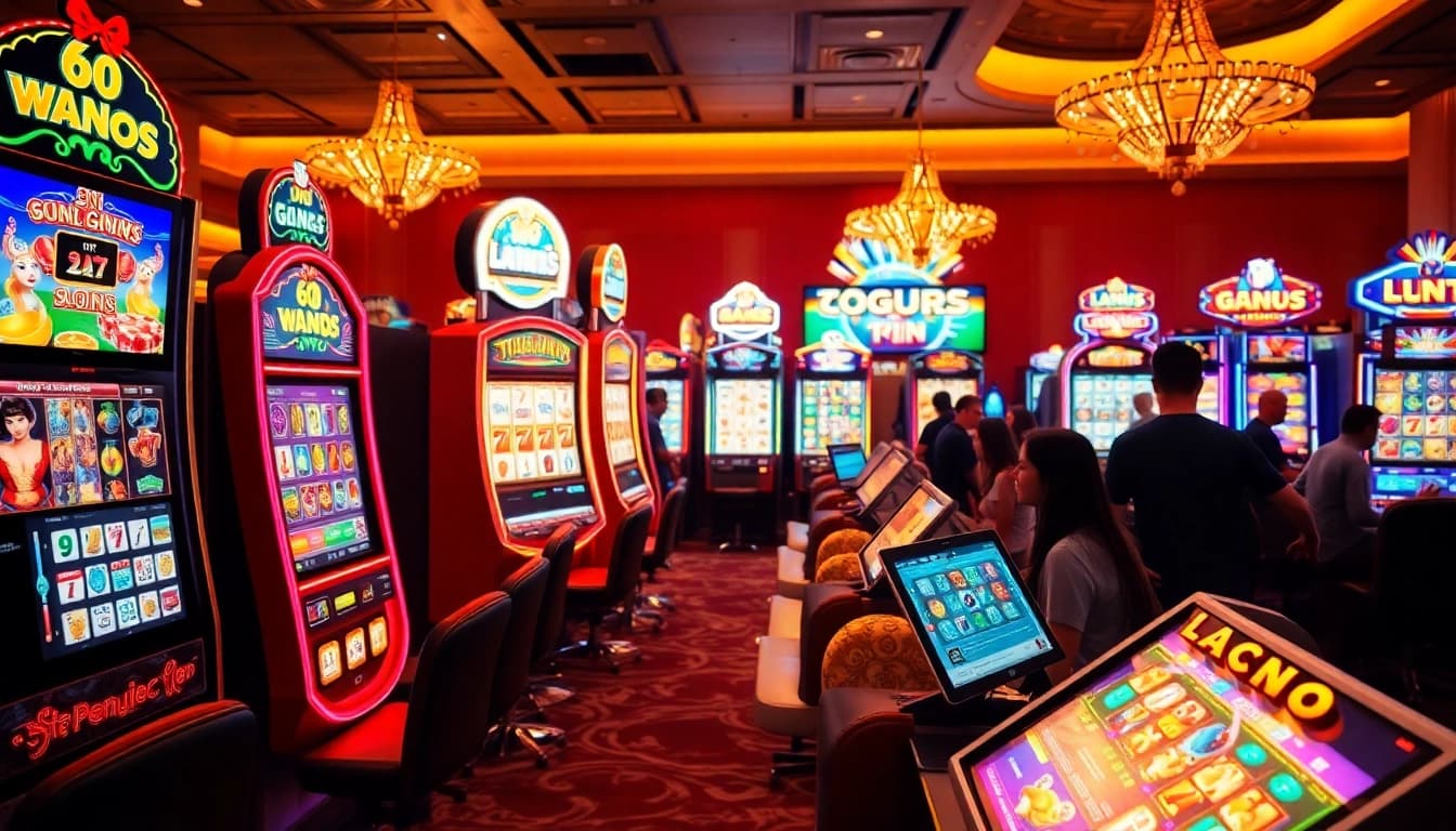 Engaging players spin the reels on slot online machines in a vibrant digital casino.