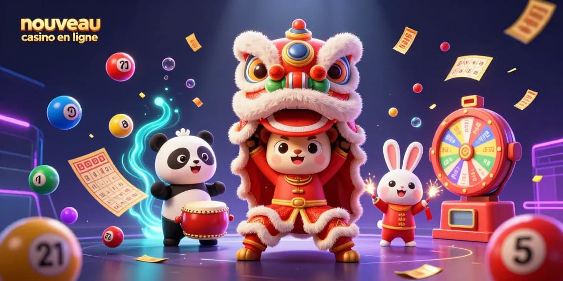 Jouez au nouveau casino en ligne avec des personnages colorés dans une illustration dynamique.