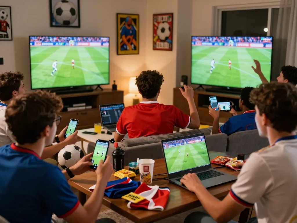 Live football streaming experience on https://cakhiatvz.live/ with viewers enjoying matches in a lively atmosphere.