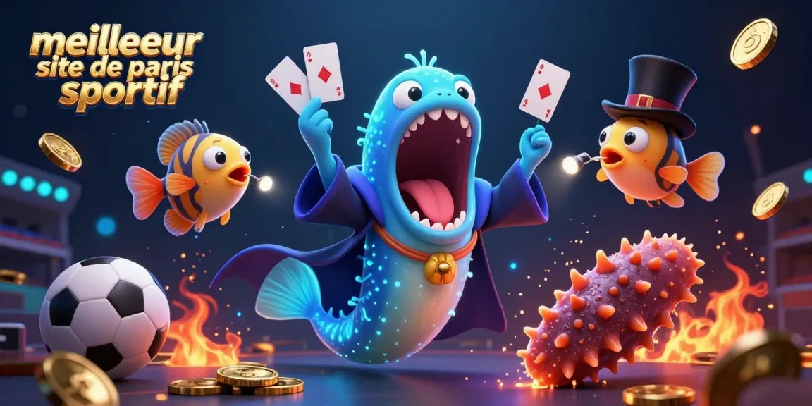 Image fantastique représentant le meilleur site de paris sportifs, mettant en scène un poisson-grenouille et une anguille gulper.