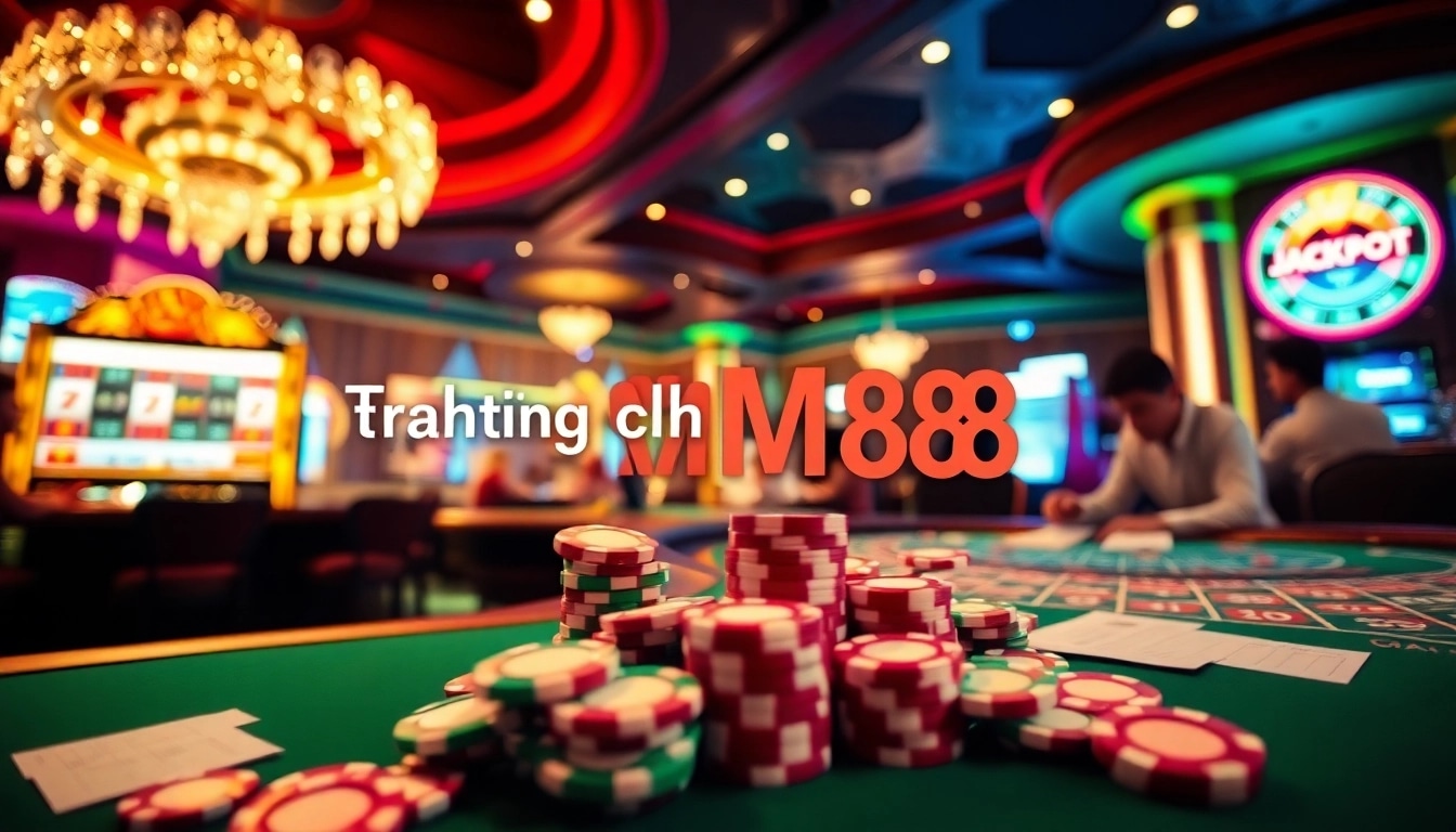 Experience the thrills of gambling at Trang chủ MM88 with players at roulette and blackjack tables.