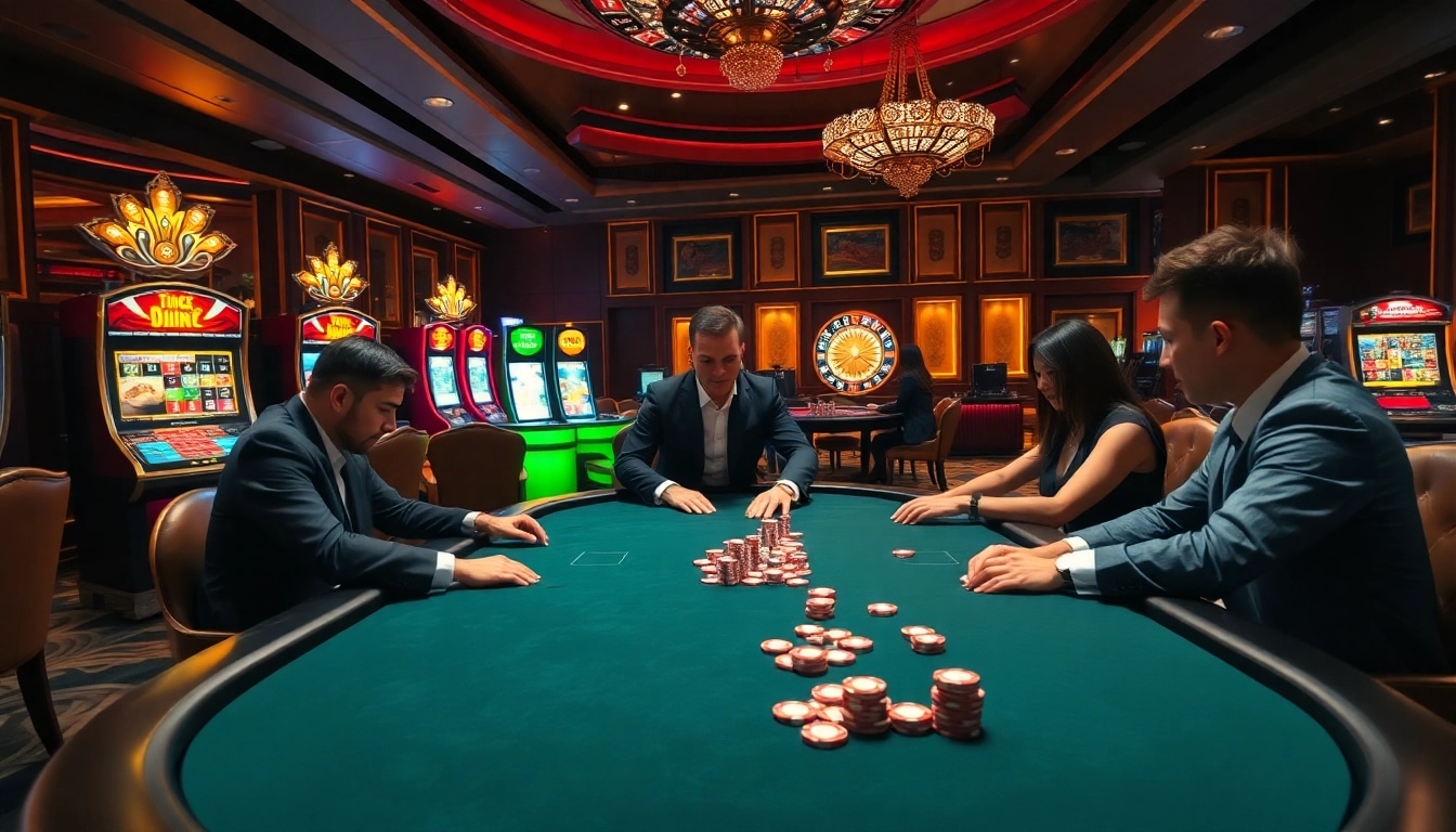 Engage in the excitement of TV88 with strategic poker play in a luxurious casino atmosphere.