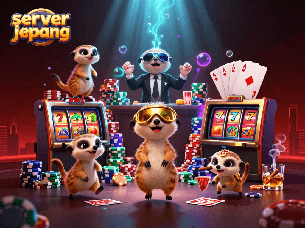 Experience thrilling gameplay with server jepang in this vibrant casino scene featuring meerkats.