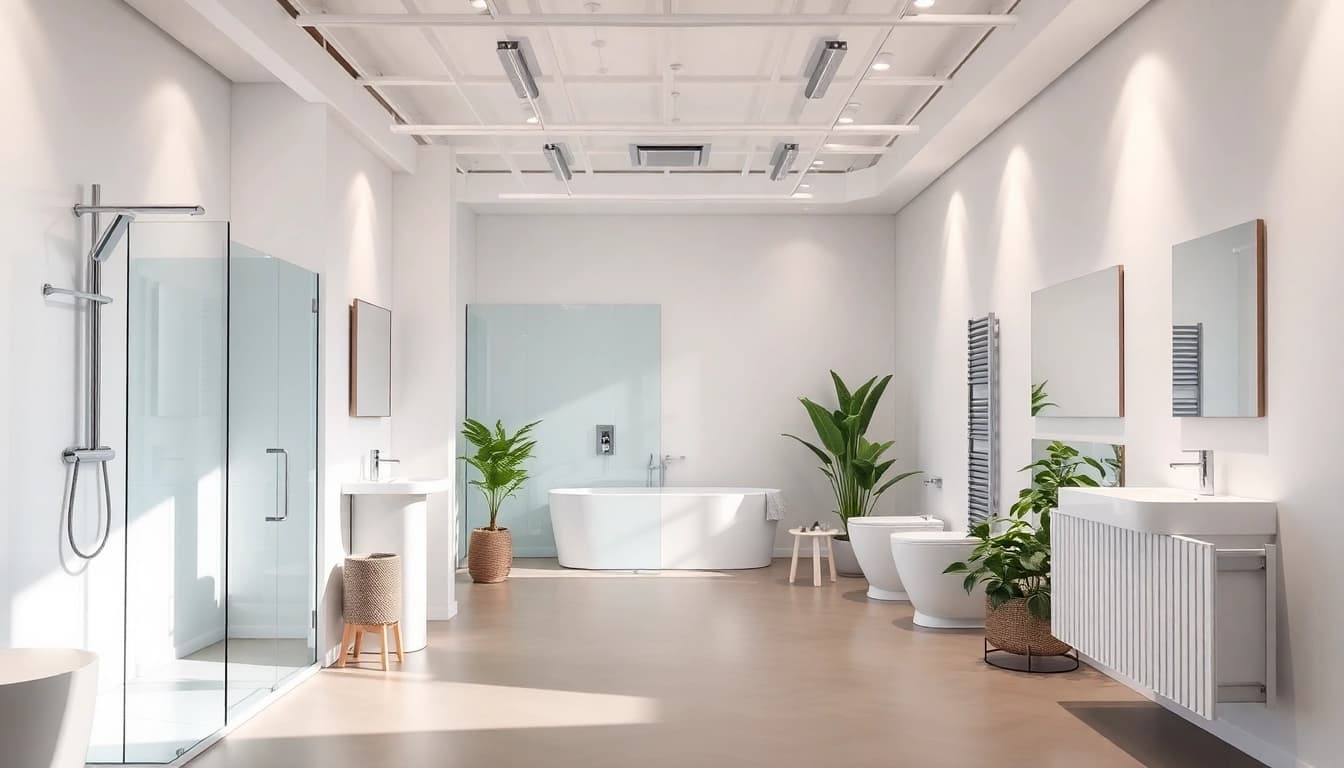 Sonni sanitär GmbH präsentiert hochwertige Badezimmerprodukte in stilvollem Showroom.