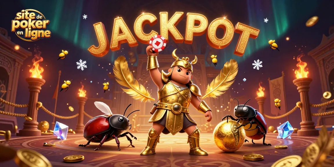 Jouer sur un site de poker en ligne avec un hérisson en armure dorée célébrant une victoire avec des feux d'artifice.
