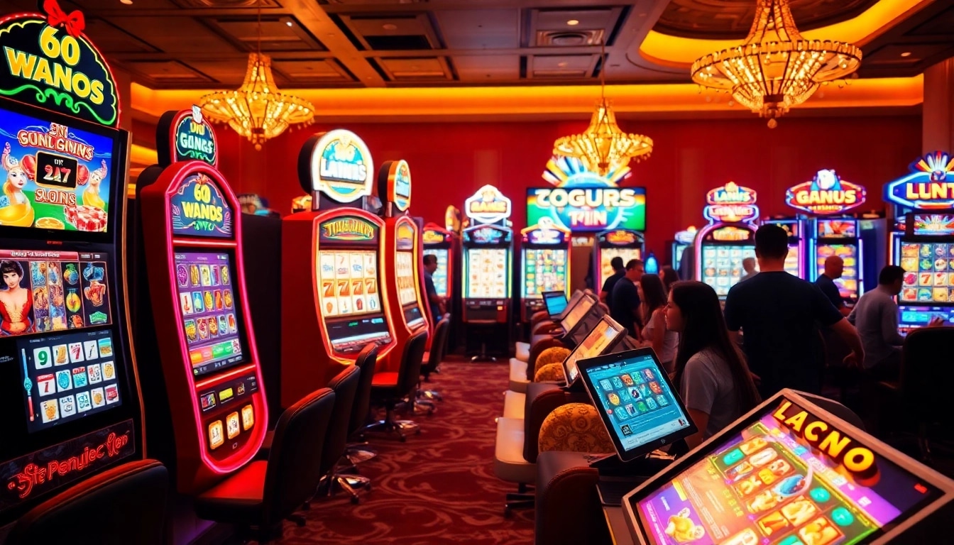 Engaging players spin the reels on slot online machines in a vibrant digital casino.