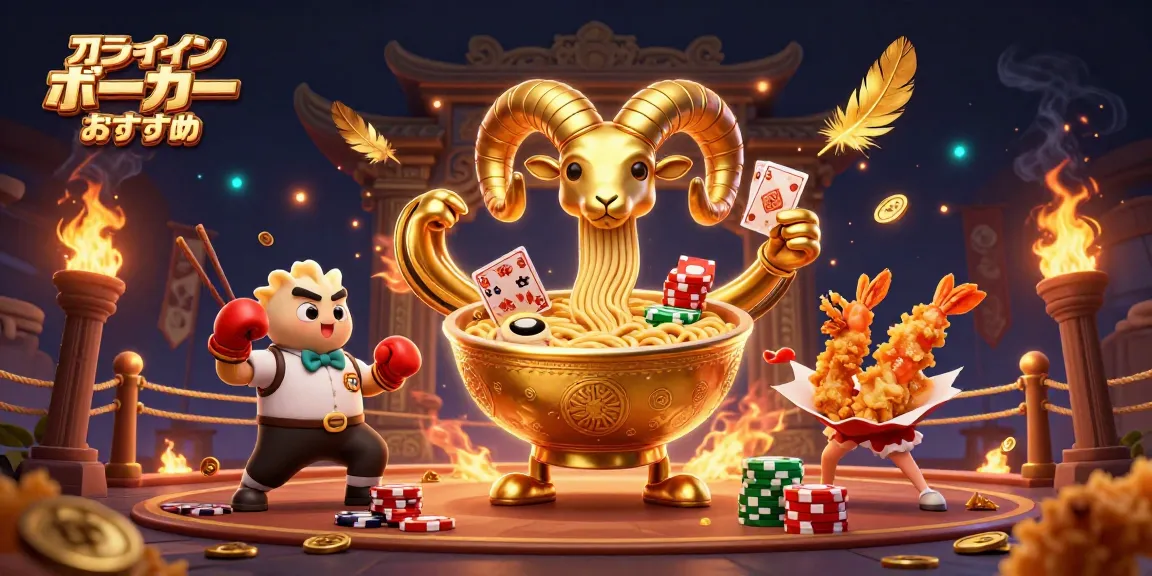 オンラインポーカーおすすめで楽しむ、ポーカーキャラクターたちの華麗な勝負のシーン。