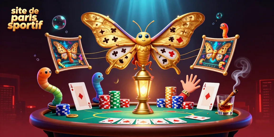Découvrez le site de paris sportif avec des éléments de poker 3D dynamiques et colorés.