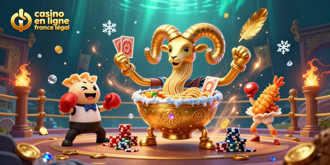 Participer à un casino en ligne légal en France avec un décor de jeu vibrant rempli de personnages animés et d'éléments de mise.