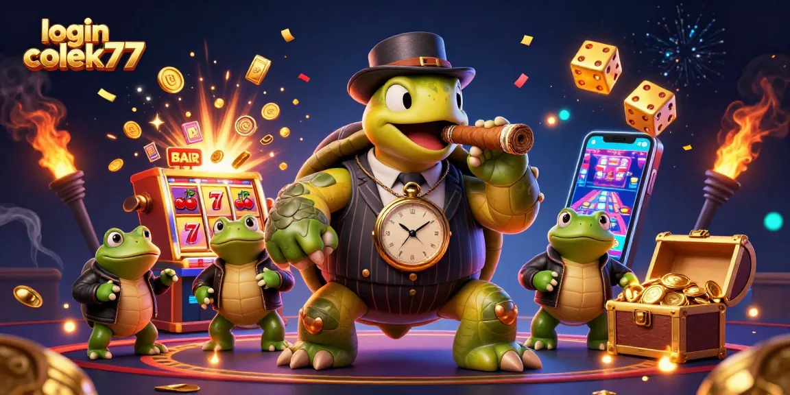Experience the excitement of login colek77 with a vibrant scene filled with winning symbols and characters.
