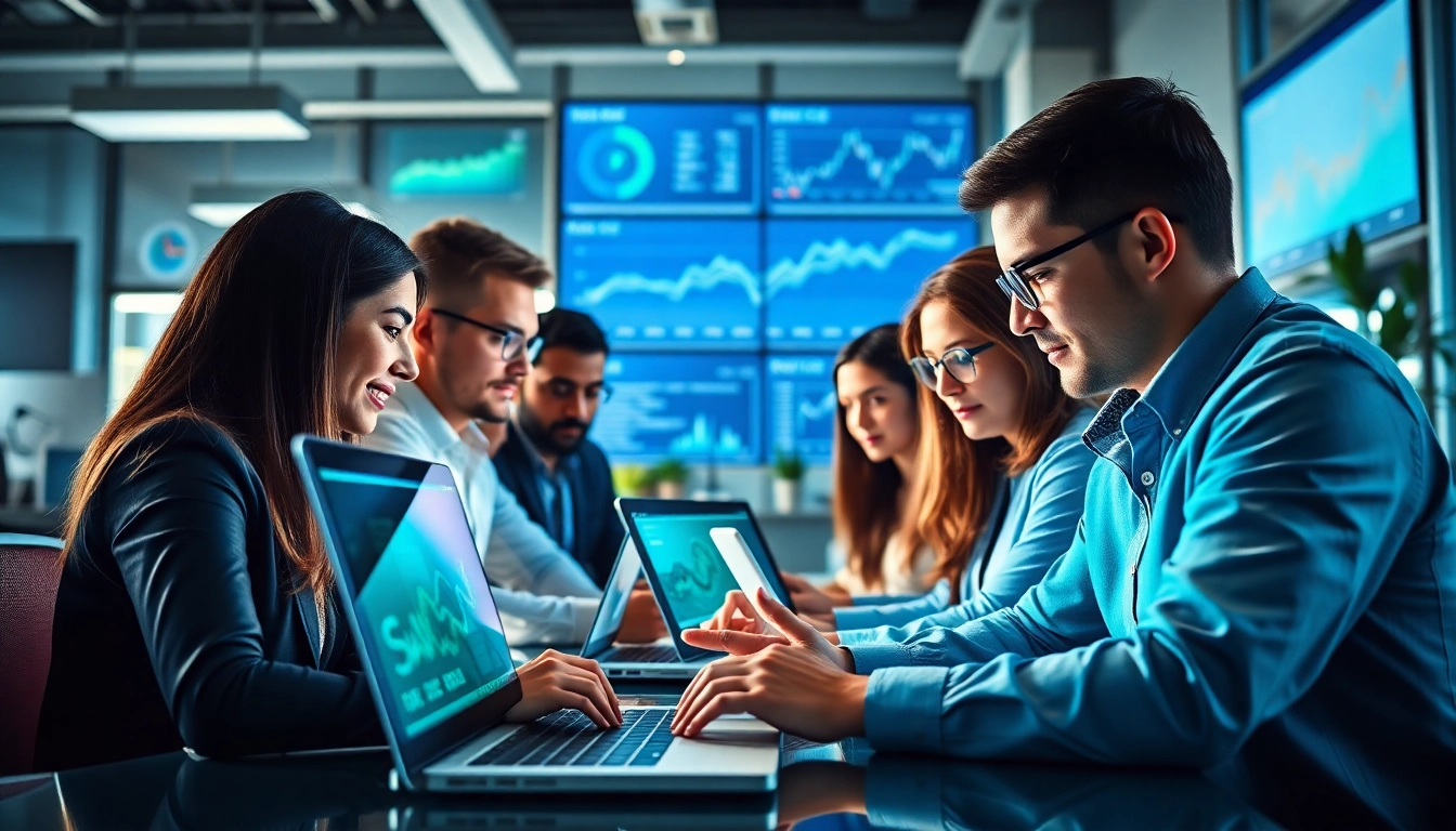SEO Agency Clearwater team collaborating effectively in a modern workspace with advanced analytics.