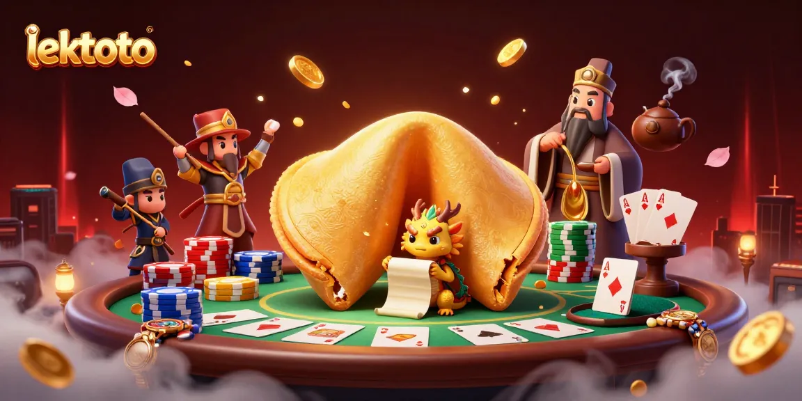 Experience thrilling poker action with lektoto, featuring a golden fortune cookie and vibrant game elements.