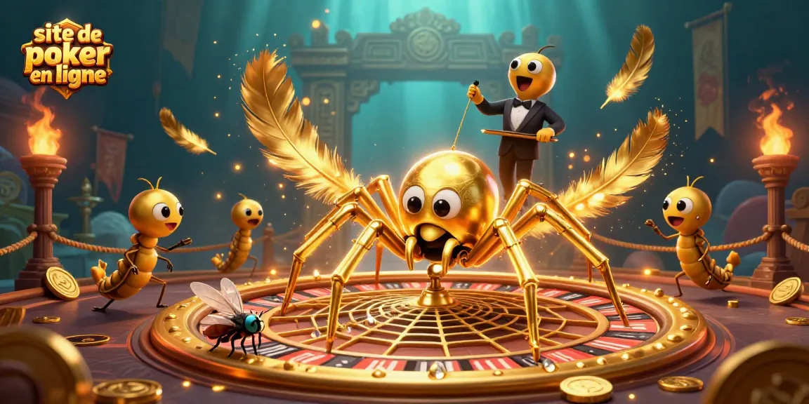 Placer des paris en toute sécurité sur un site de poker en ligne animé par une araignée dorée.
