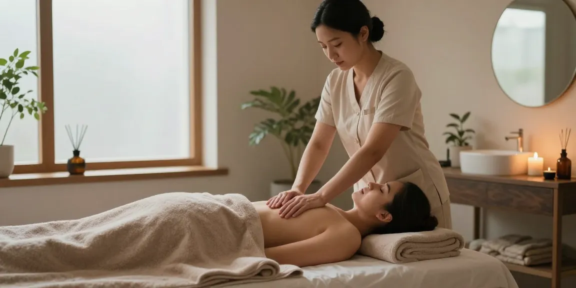 편안한 1인샵 마사지 실내 풍경, 아로마테라피와 함께하는 힐링 장면