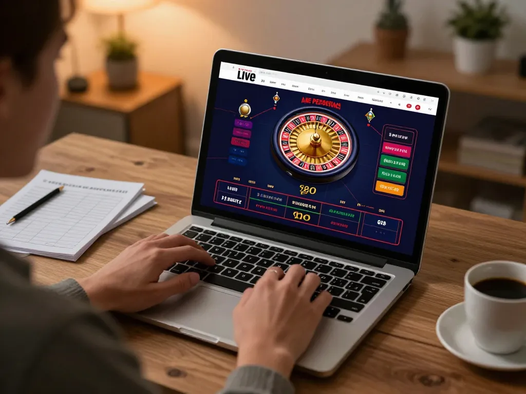 Person playing live dealer games on dn 88 platform from a cozy home office environment.