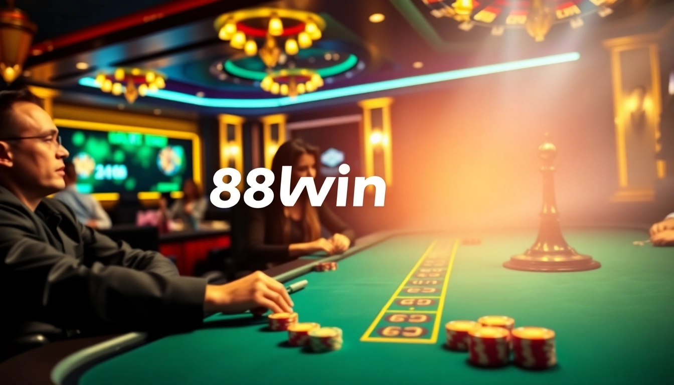 Players enjoying a thrilling night at the k88win casino poker table.