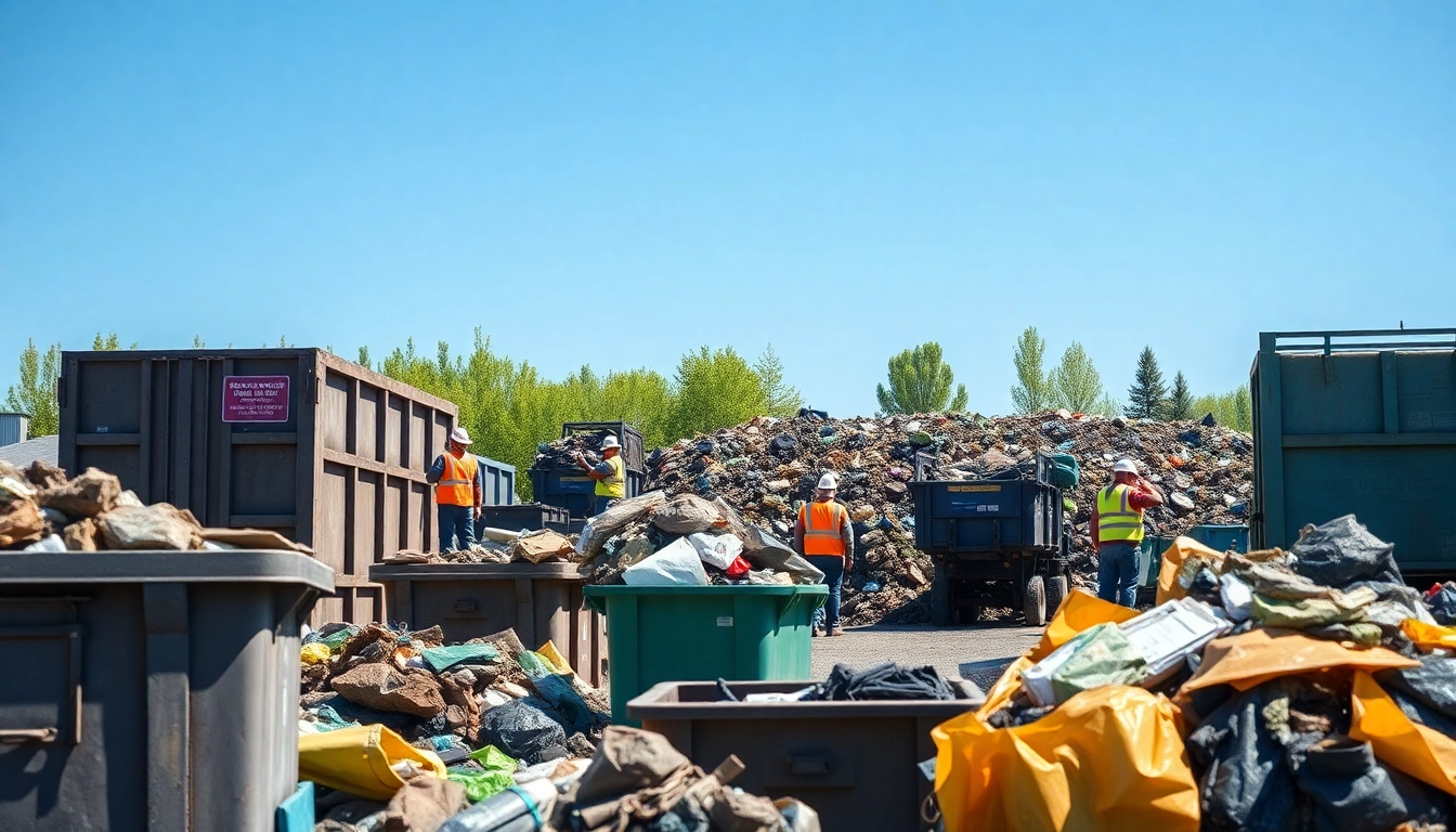 View of the cold lake dump transfer station with safety equipment and waste bins.