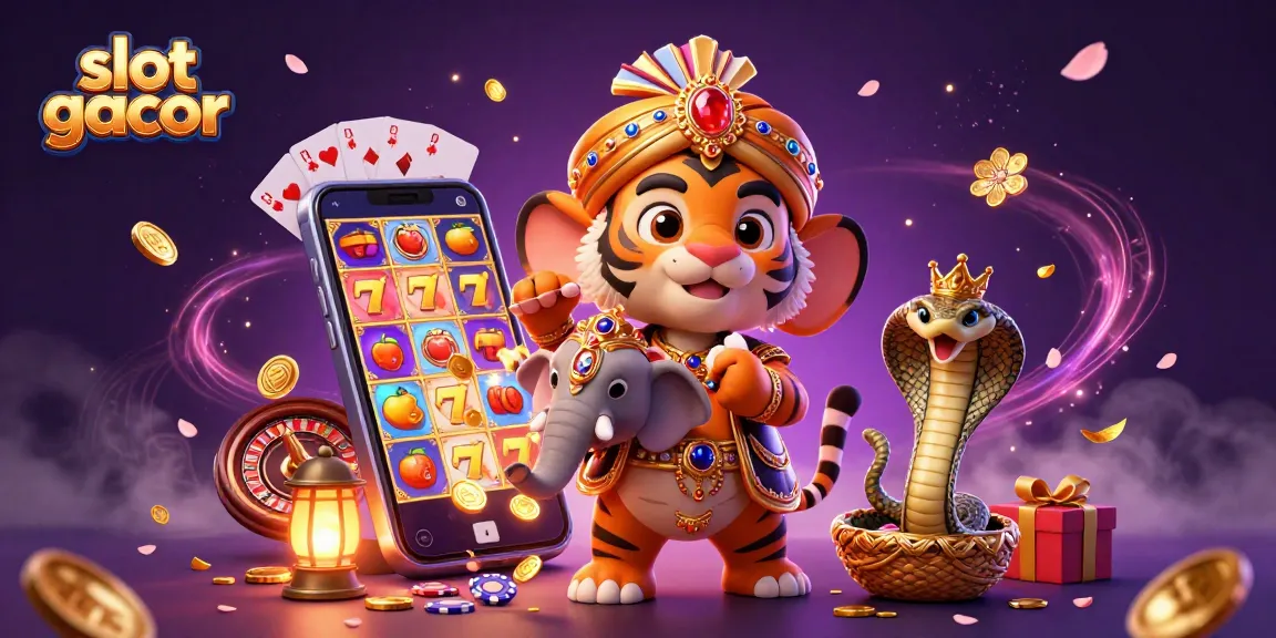 Experience thrilling slot gacor moments with a majestic maharaja, jewel elephant, and rich gaming elements.