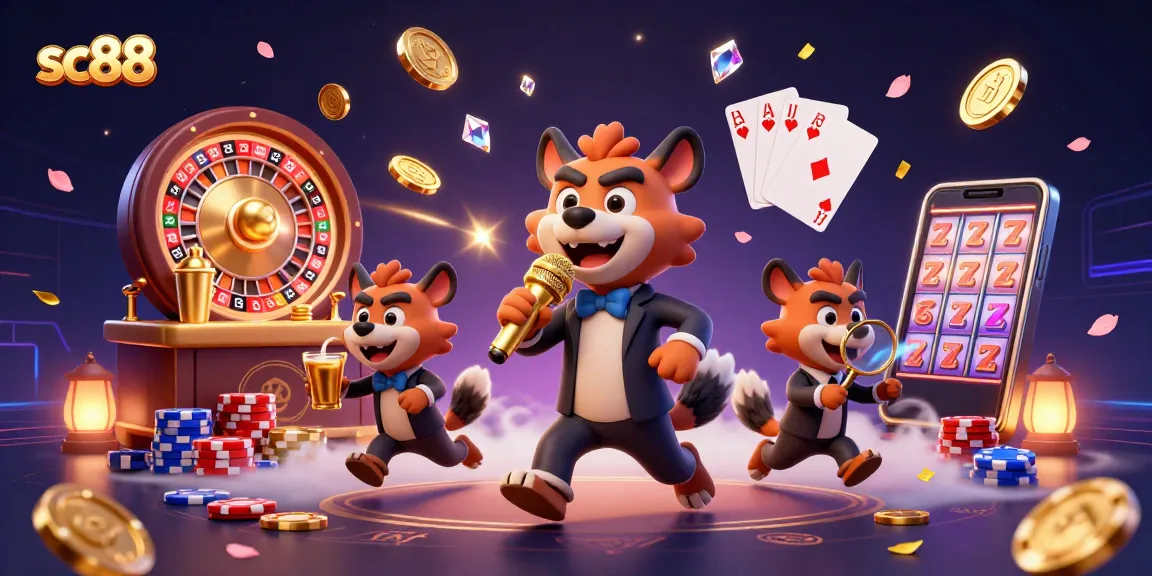 Experience the excitement at sc88 comedy casino club with vibrant hyenas and casino elements.