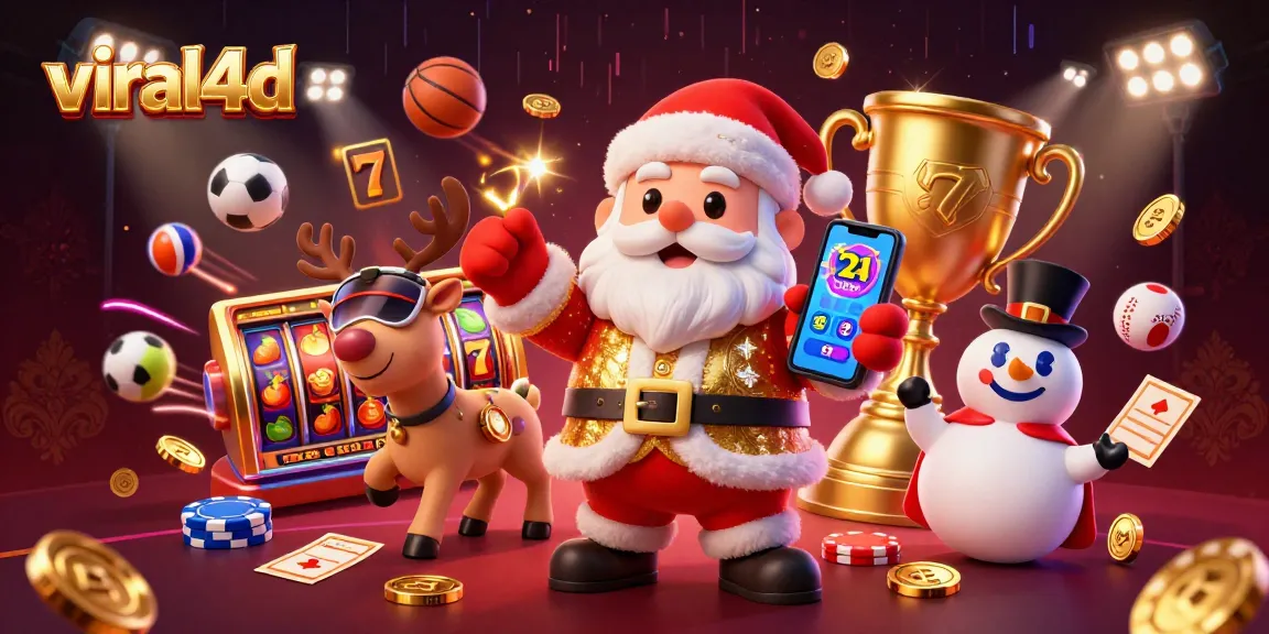 Engage with viral4d online slots featuring Santa Claus, a reindeer dealer, and a poker chip snowman!
