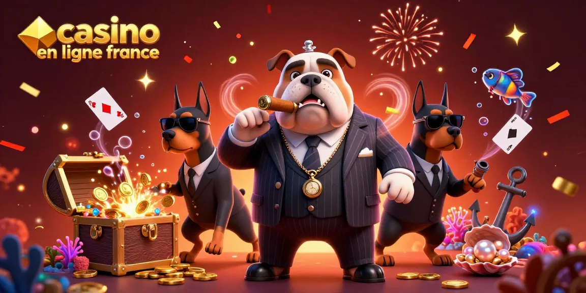 Profitez de l'excitation du casino en ligne France avec cette scène dynamique de personnages animés entourés de trésors et de jeux.