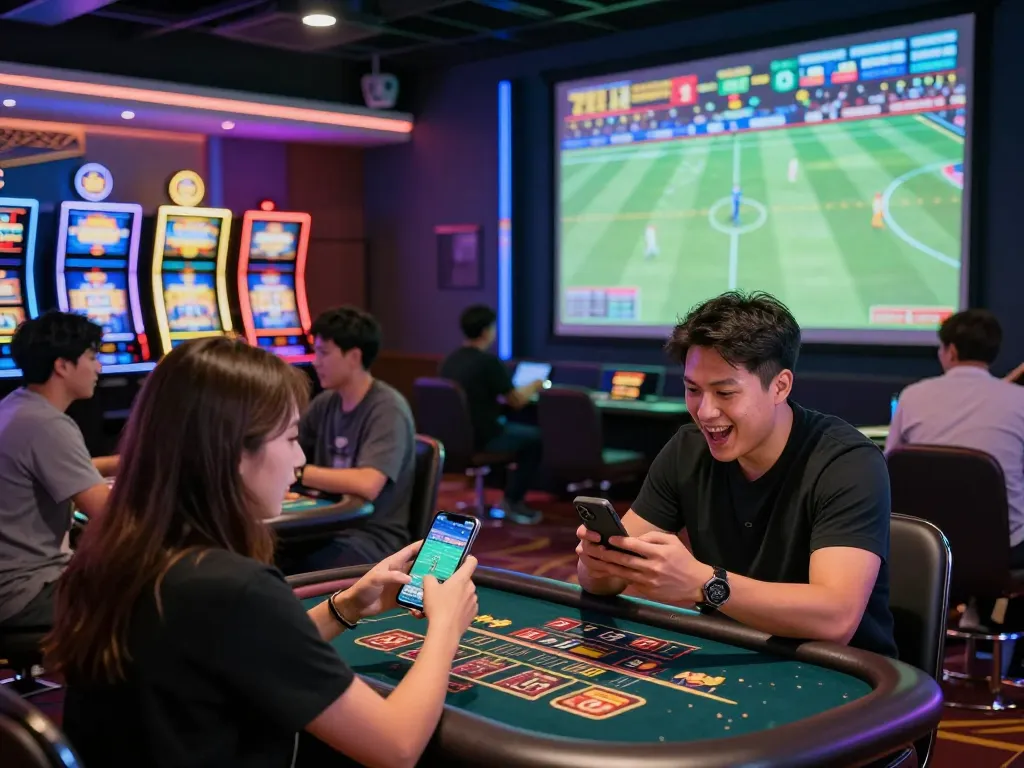 Exciting online gaming scene on Trang Chủ W88 with players engaged in live sports betting and vibrant casino games.