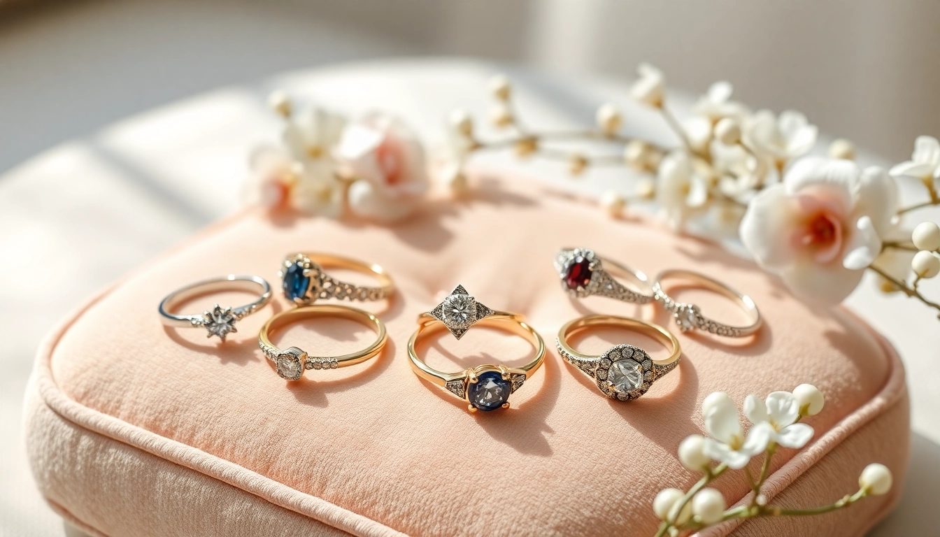 Captivating promise rings elegantly displayed on soft velvet, symbolizing love and commitment.