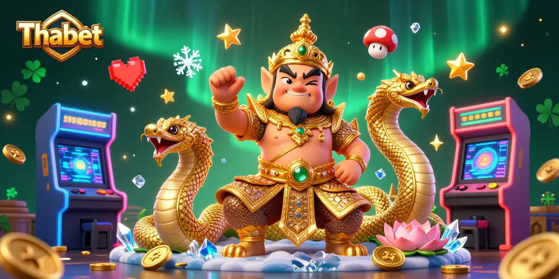 Engage in vibrant gaming action at Thabet, where the Thai temple guardian and Naga serpents celebrate casino excitement.