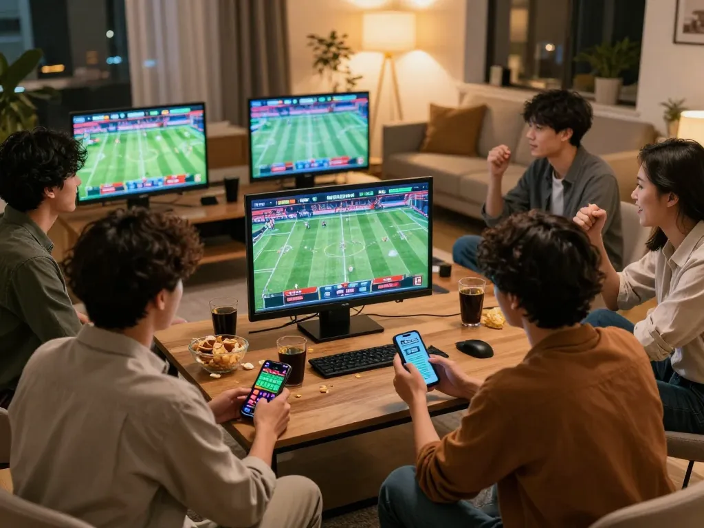 Cakhiatv sports betting environment with friends watching live events and placing bets together.
