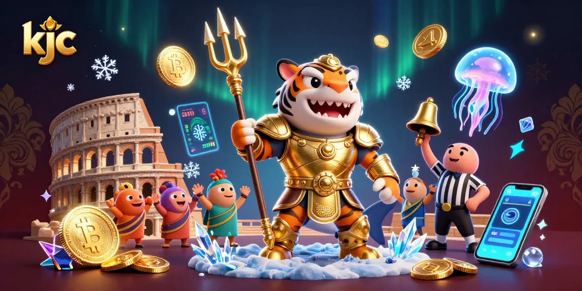 Engage with kjc's vibrant underwater casino experience featuring a golden armored shark and crypto delights.