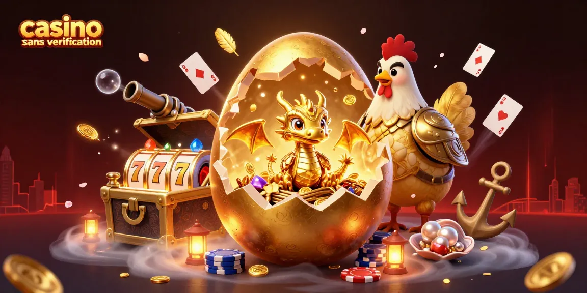Jouer sur des plateformes de casino sans vérification avec des dragons en or et des jetons de poker.