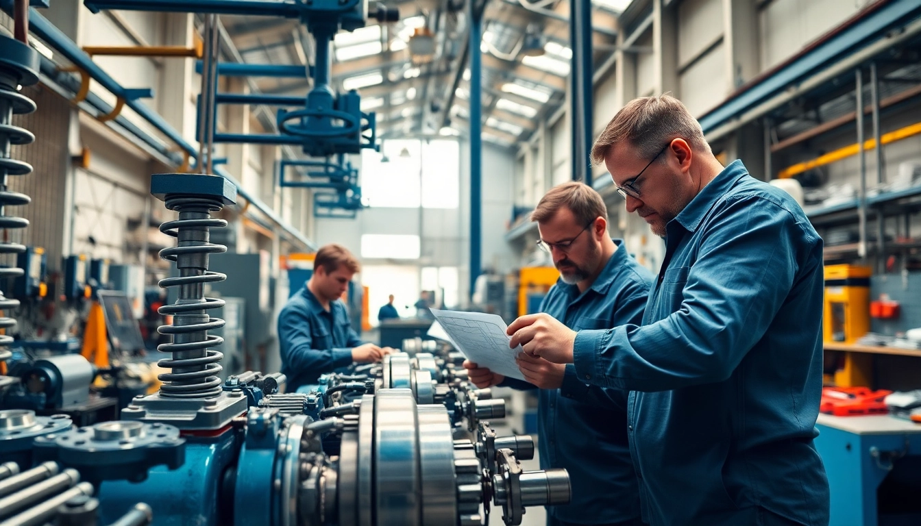 Gas Spring Manufacturer showcasing precision engineering in a high-tech workshop.