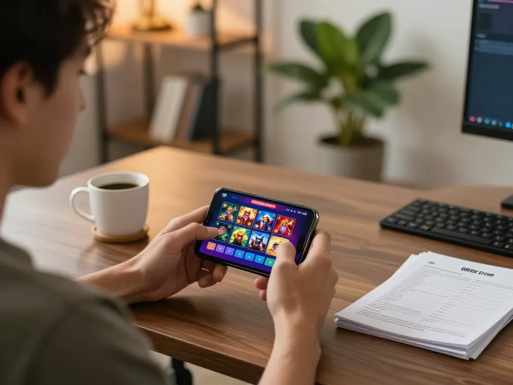 Player reviewing strategies while using the 88bet com app for exciting online gambling.