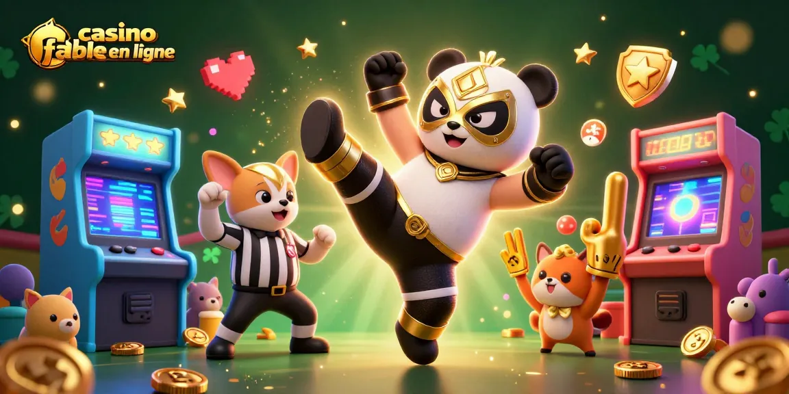 Jouez avec les meilleurs casinos en ligne fiables, où le panda lutte pour la victoire dans une ambiance colorée.
