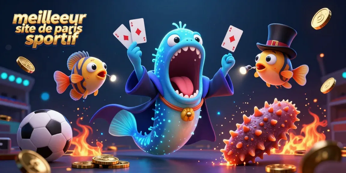 Image fantastique représentant le meilleur site de paris sportifs, mettant en scène un poisson-grenouille et une anguille gulper.