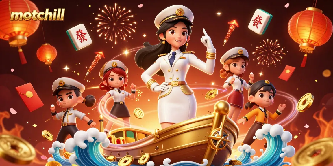 Experience vibrant gaming excitement with motchill as characters celebrate with golden casino themes.