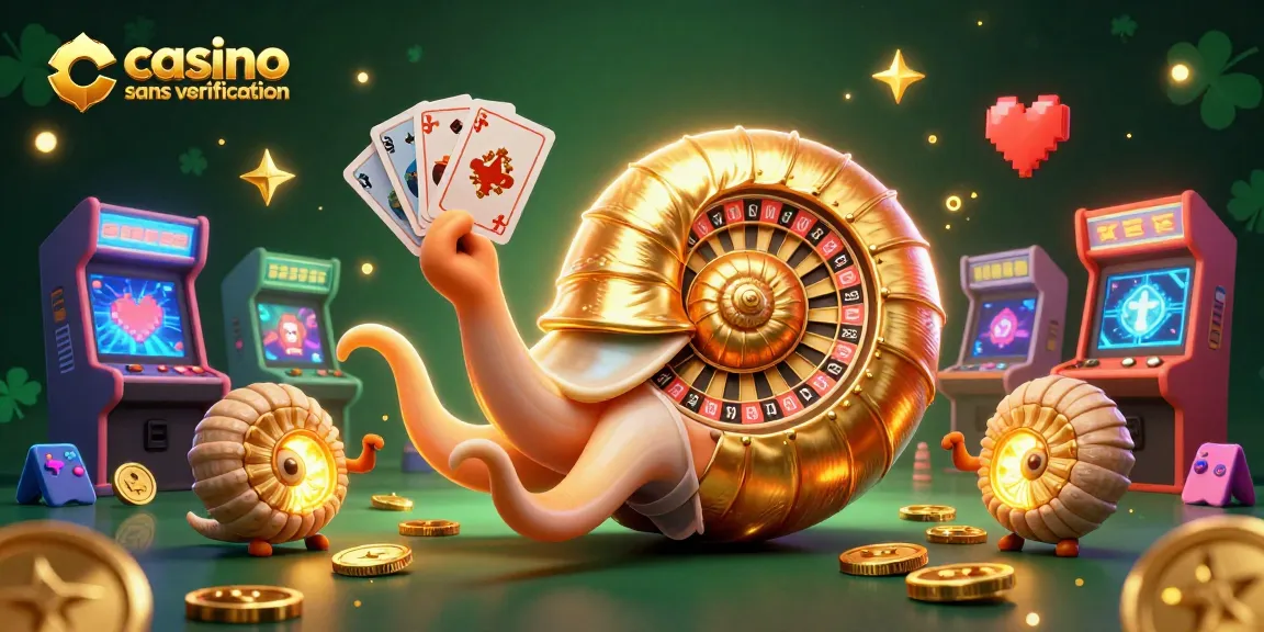 Scénario de casino sans vérification avec un nautilus et des éléments de jeu colorés