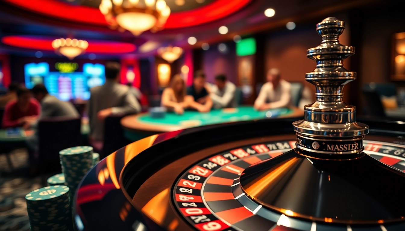 Neue casino bonus ohne einzahlung – roulette wheel and chips in a vibrant casino setting.