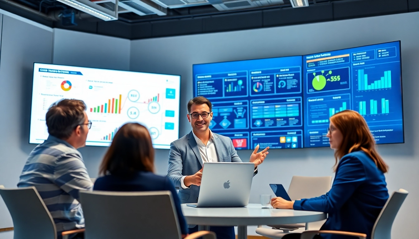 Implementing enterprise IT solutions during a professional team meeting in a bright conference room.