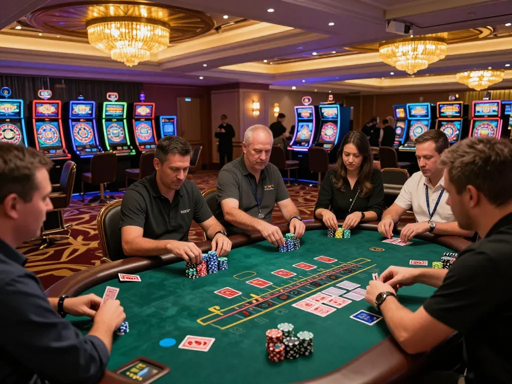 Players engaging in a thrilling w 88 blackjack game at a vibrant casino table.