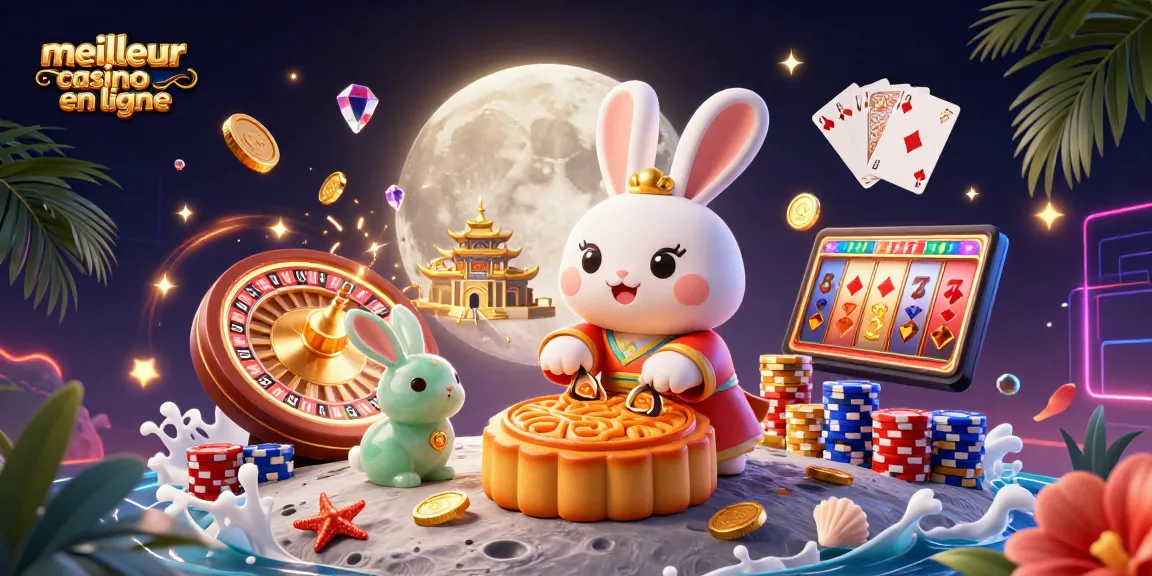 Gagnez avec les casinos en ligne grâce à l'illustration d'un lapin lunaire et des pièces d'or