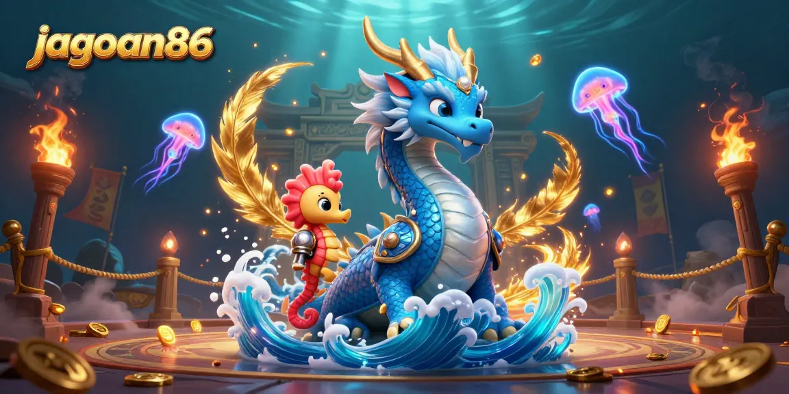 Engage with jagoan86 in dynamic casino action featuring an azure dragon and seahorse knight.