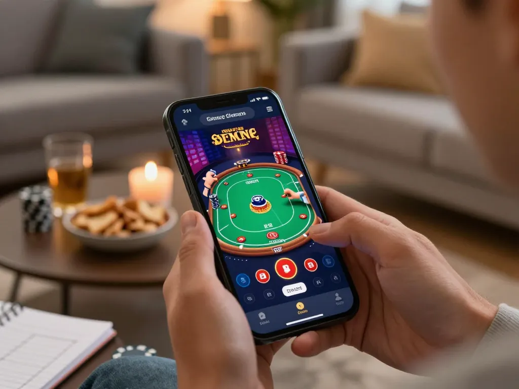 Luck8 players engage with the online casino app for a poker game, fostering excitement and strategy.