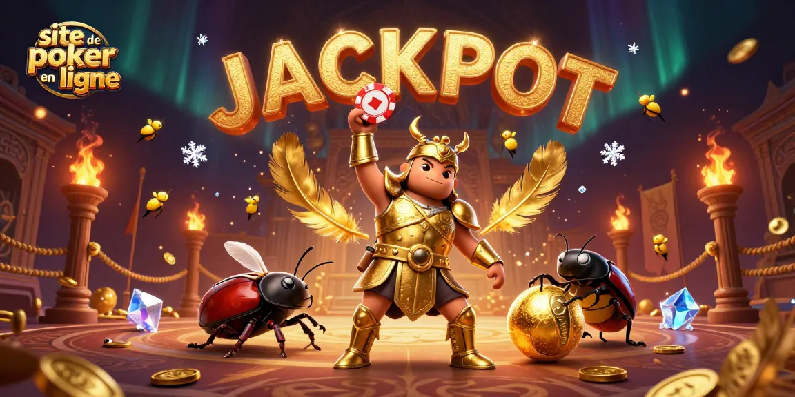 Jouer sur un site de poker en ligne avec un hérisson en armure dorée célébrant une victoire avec des feux d'artifice.